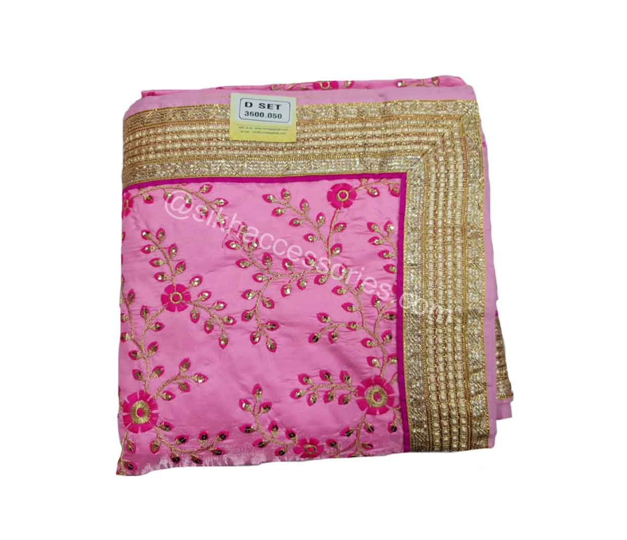 Light Hot Pink Color Rumala Sahib (Embroidered) – Double Set