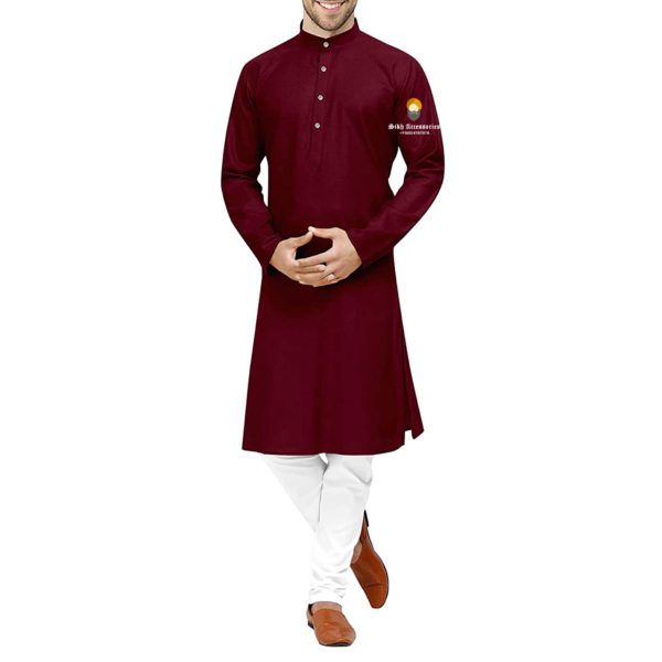 Buy Punjabi Amritsari Kurta Pajama Dark Maroon Men Online
