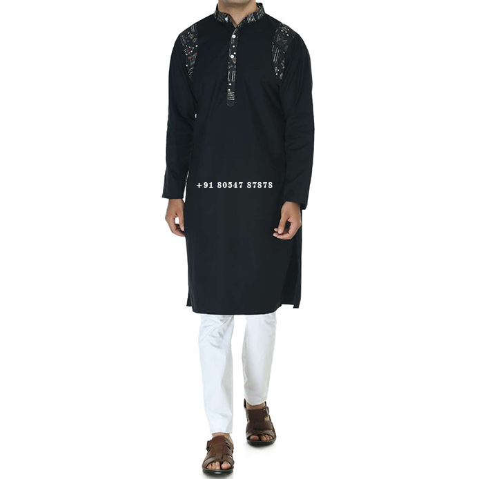 Buy Punjabi Amritsari Kurta Pajama Black Coal Men Online