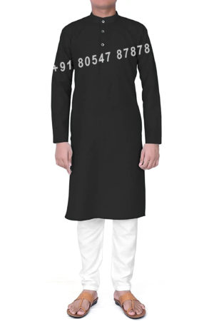 Buy Black Cotton Kurta Pajama Set Online
