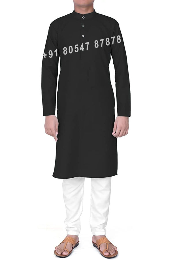 Buy Black Cotton Kurta Pajama Set Online