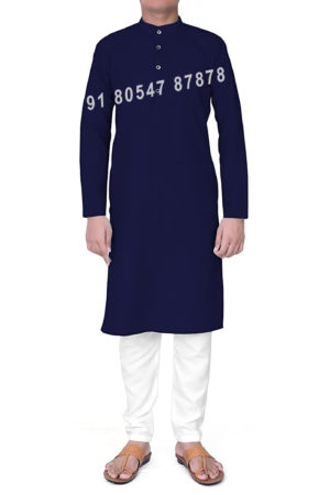 Buy Navy Blue Cotton Kurta Pajama Set Online