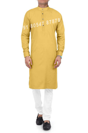 Buy Dark Yellow Cotton Kurta Pajama Set Online