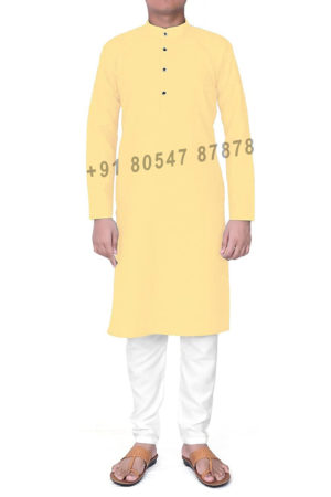 Buy Light Yellow Cotton Kurta Pajama Set Online