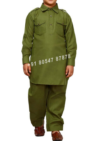 Buy Green Kids Cotton Pathani Suit Online