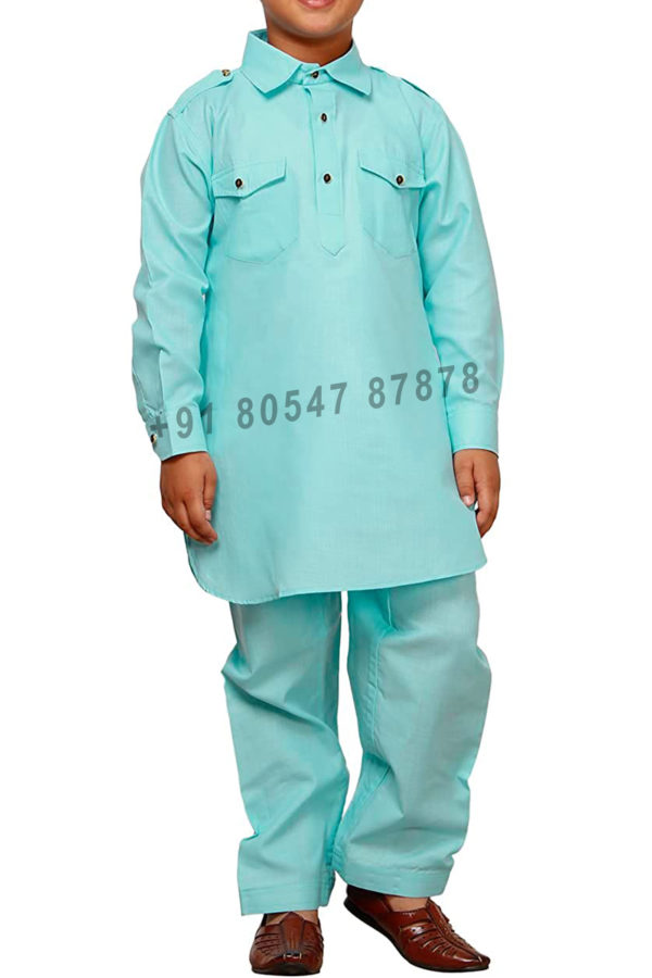 Buy Firozi Kids Cotton Pathani Suit Online