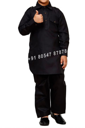 Buy Black Kids Cotton Pathani Suit Online