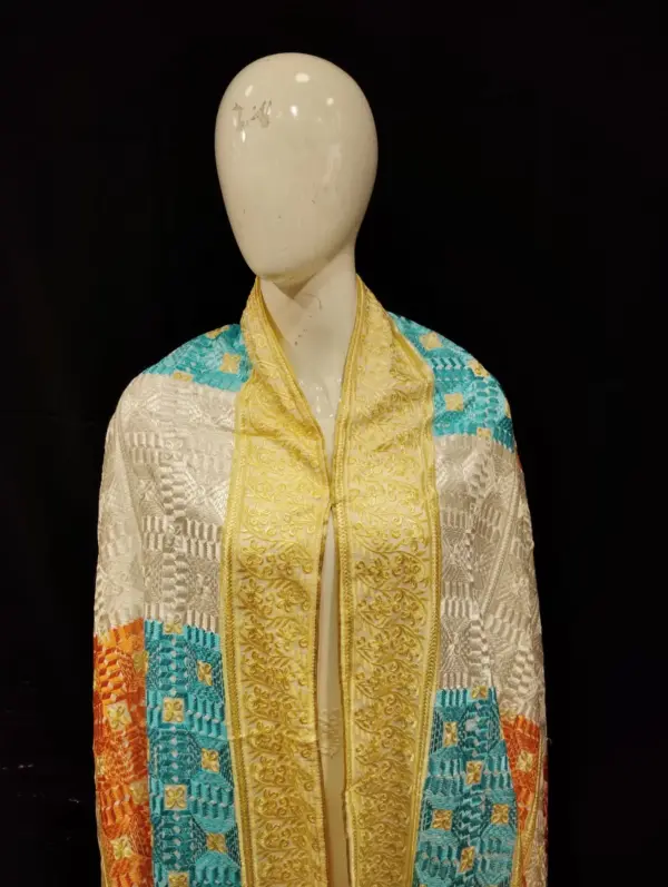 Cream Phulkari Dupatta with Multicolor Embroidery