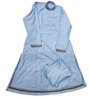 Light Blue Hand Embroidery Ladies Chola with Pajami