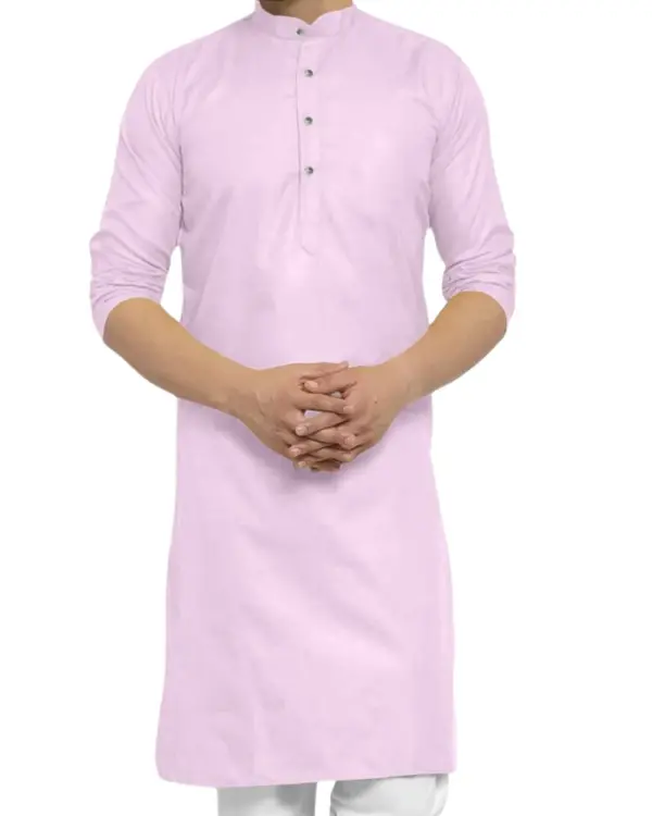 Baby Pink Plain Kurta For Men