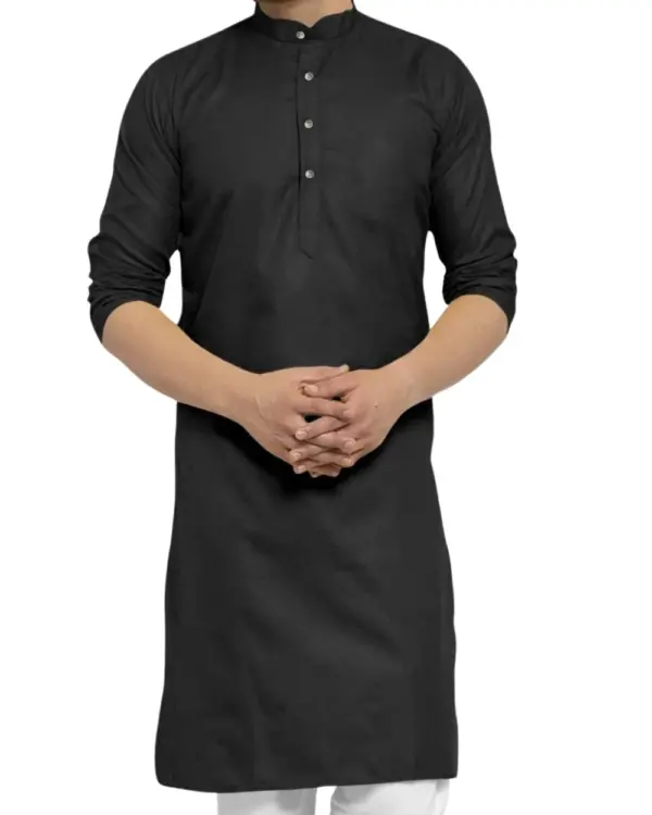 Black Plain Kurta For Men