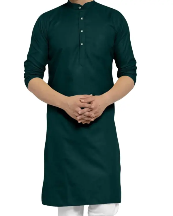 Dark Green Plain Kurta For Men