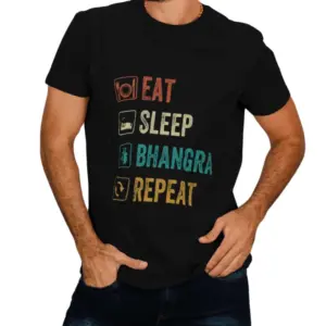 Eat, Sleep, Bhangra, Repeat - Men Printed T-Shirt (Black)