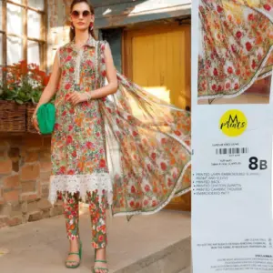 Floral Printed & Embroidered Pakistani Suit (Maria B)