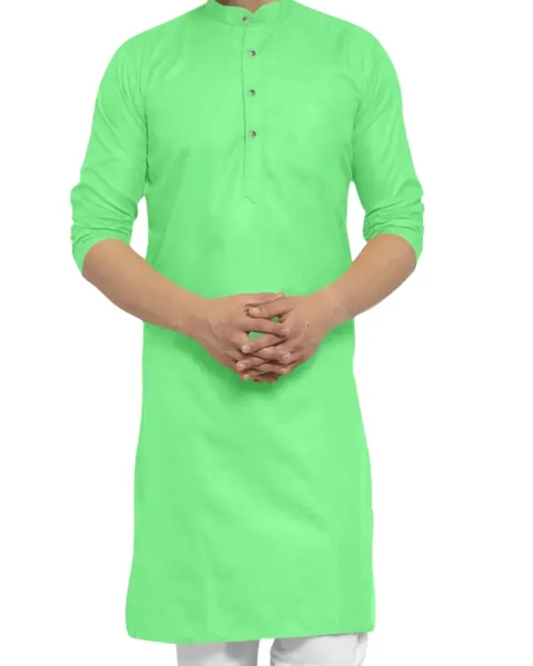 Green Plain Kurta For Men