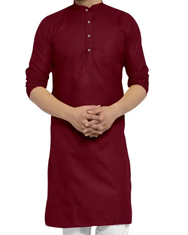 Maroon Plain Kurta For Men