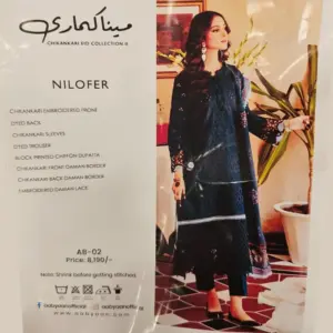Navy Blue Chikankari Embroidered Pakistani Suit (Nilofer)