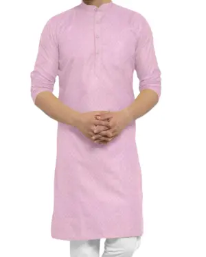 Pink Kaju Katli Design Kurta For Men