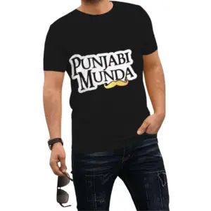 Punjabi Munda - Men Printed T-Shirt (Black)