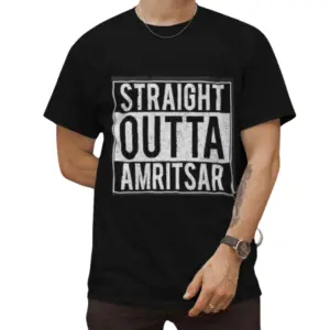 Straight Outta Amritsar - Men Printed T-Shirt (Black)