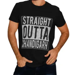 Straight Outta Chandigarh - Men Printed T-Shirt (Black)