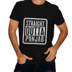 Straight Outta Punjab - Men Printed T-Shirt (Black)