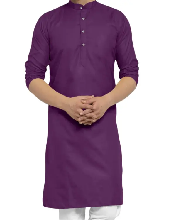 Wine Purple Plain Kurta For Men