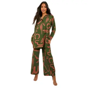 Abstract Bliss Co-ord Set Green Stylish Oversized Comfort