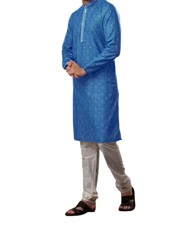 Blue Mirror Work Kurta Pajama For Men (Vidur)