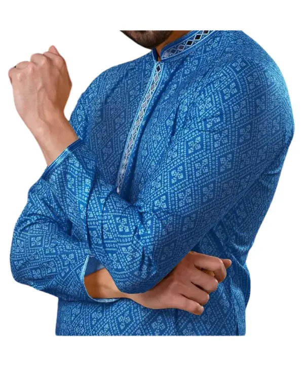 Blue Mirror Work Kurta Pajama For Men (Vidur)