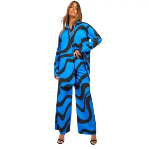 Boho Bliss Co-ord Set Blue Abstract Elegance with Oversized Comfort