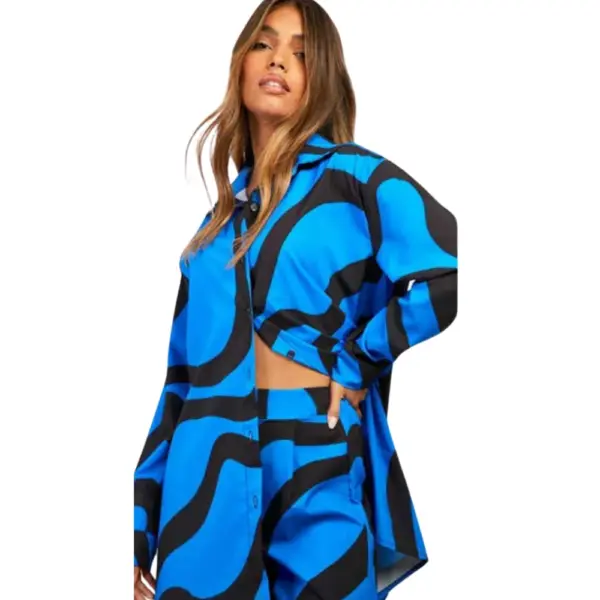 Boho Bliss Co-ord Set Blue Abstract Elegance with Oversized Comfort