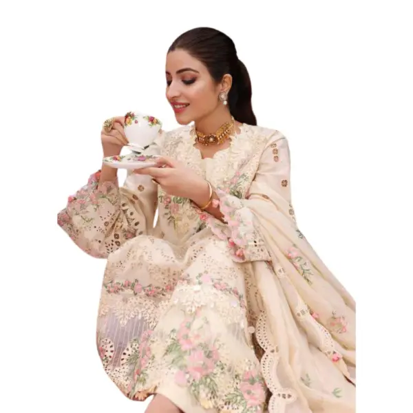 Cream Kahf Embroidered Lawn Suit (Shireen)