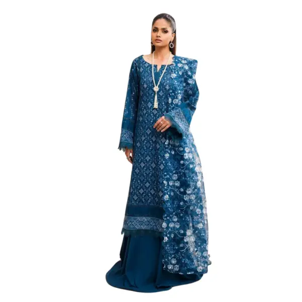 Ferozi Blue Chikankari Lawn Suit (Adan Libas)