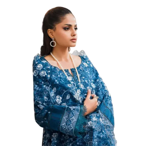 Ferozi Blue Chikankari Lawn Suit (Adan Libas)