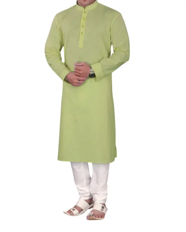 Green Plain Silk Kurta Pajama for Men