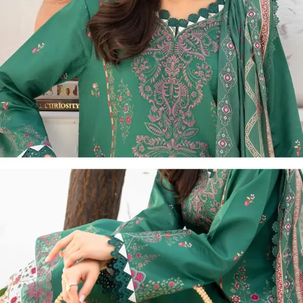 Green Shezlin Chikankari Pakistani Suit (Eshaal)