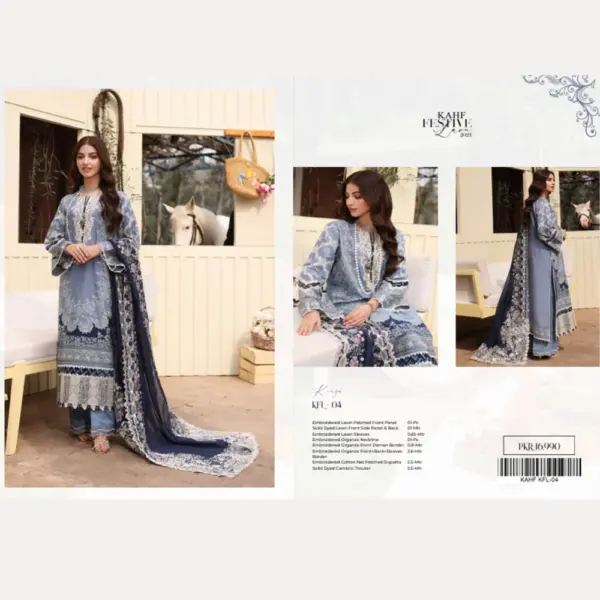 Grey Kahf Embroidered Lawn Suit (Kinza)