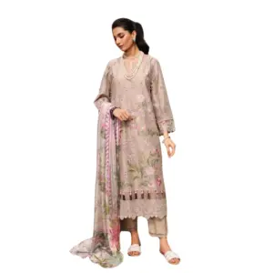 Light brown Kahf Embroidered Lawn Suit (Heer)