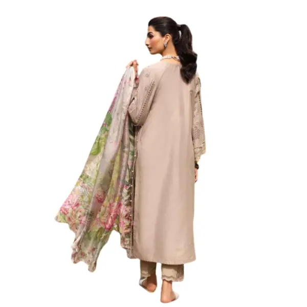 Light brown Kahf Embroidered Lawn Suit (Heer)