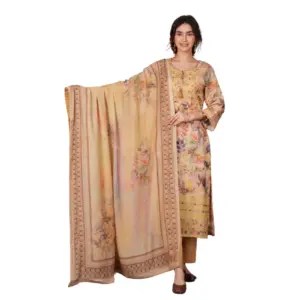 Linen Base With Muslin Print Duppata
