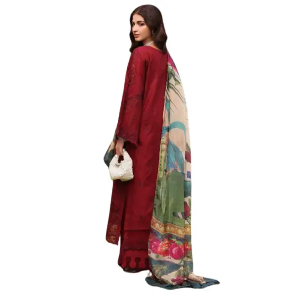 Maroon Kahf Embroidered Lawn Suit (Alora)