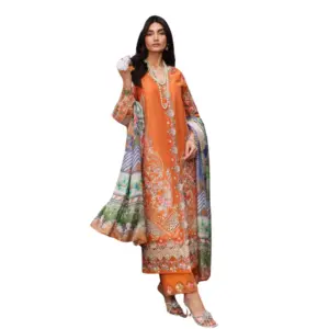 Orange Kahf Embroidered Lawn Suit (Maya)