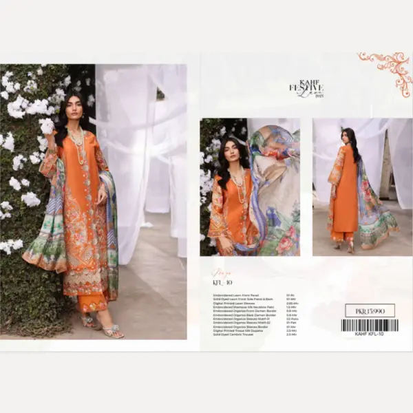 Orange Kahf Embroidered Lawn Suit (Maya)