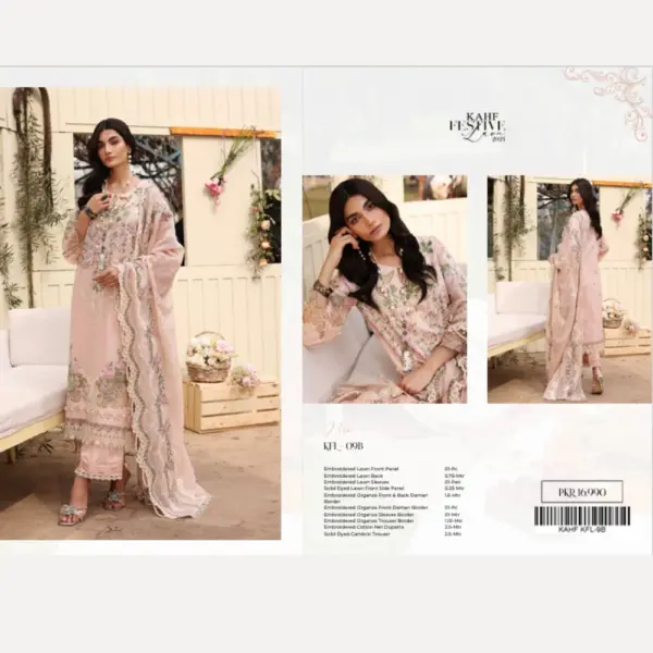 Pink Kahf Embroidered Lawn Suit (Nora)