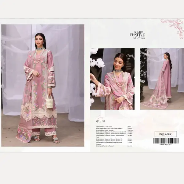 Pink Kahf Embroidered Lawn Suit (Sassi)