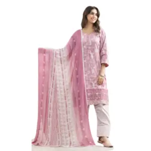 Pink color Glace Cotton Suit with Printed Duppata