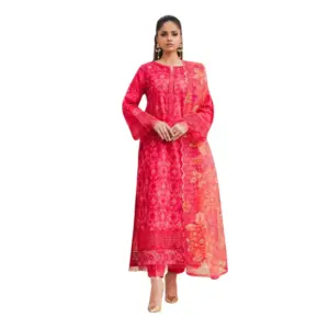 Red Chikankari Lawn Suit (Adan Libas)