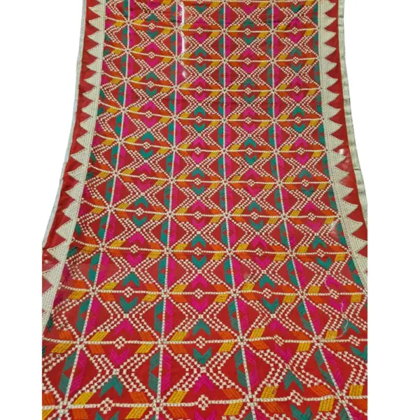 Red Multicolor Embroidery Phulkari Dupatta