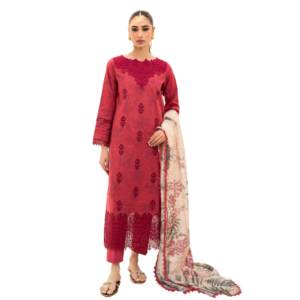 Red Shezlin Chikankari Pakistani Suit (Jiva)